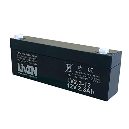 Batería AGM 12V 2.3Ah C 20 Sin Mantenimiento   Equipos Seguridad/Médicos/SAI/Comunicación/Emergencia | LIVEN LV2.3 12