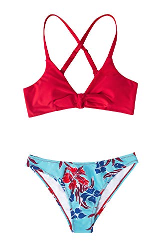 CUPSHE-Damen-Bikini-Set-Knot-Triangel-Bikini-Swimsuit-Low-Rise-Bademode-Zweiteiliger-Badeanzug