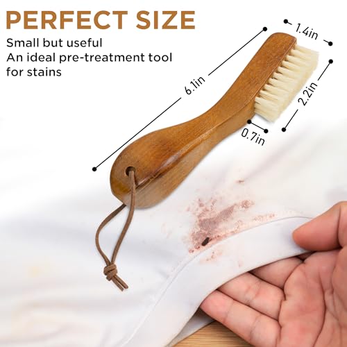 TAKAVU Stain Brush, Laundry Brush for Stain Removal, Natural Boar Bristle Cleaning Brush with Ergonomic Handle, Suitable for Delicate Fabrics Without Damage, Perfect for Laundry, Shoes, Boots, Home