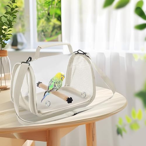 Cage Transport Oiseaux Voyage, Transporteur Pliable Léger Compact, pour Canaris Perruches Calopsittes, Aras Hamsters Confortable, Design Portable Pratique, Sécurité Aération Optimale – Image 5