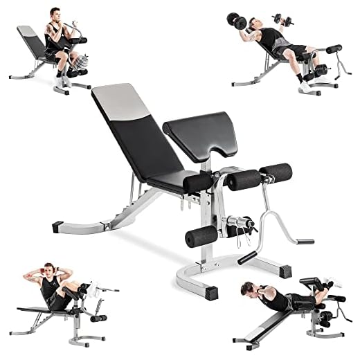 Merax Weight Bench with Leg Extension - 6+3 Positions Adjustable Olympic Utility Benches with Preacher Curl 2020 Upgrade Design