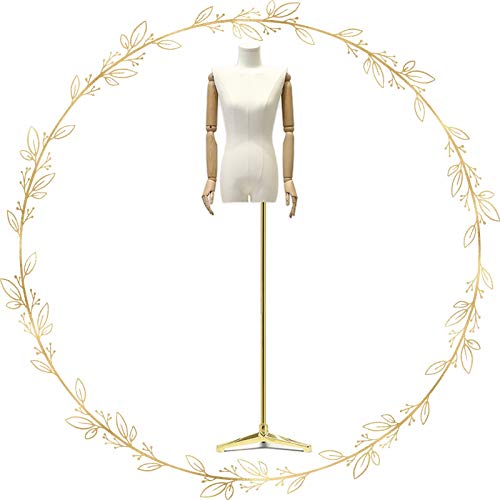 OTQEFTN Mannequins Torso, Height Adjustable Clothing Store Model Props Shop Window Linen Fabric Solid Wood Arm, 2 Colors