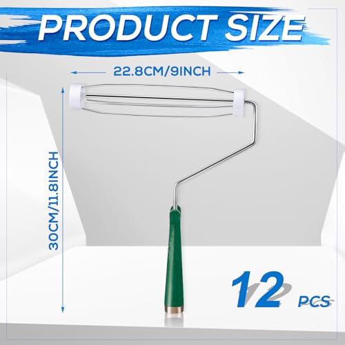 Image of Gerrii 9 Inch Paint Roller Painting Roller Frame 5 Wire, 12 Pcs, Green