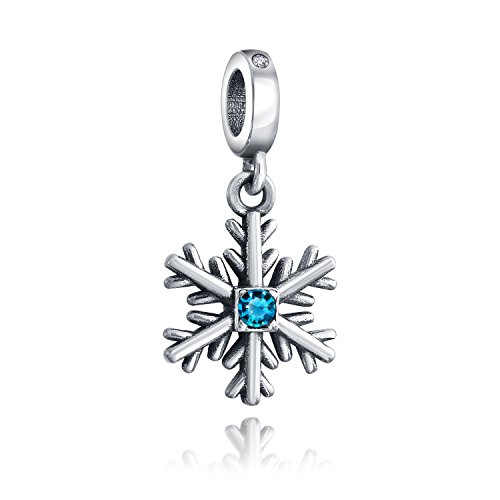 Copo de nieve de plata de ley y cristal azul para pulseras