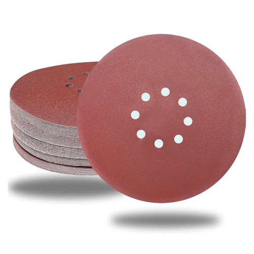 CUBEWAY Schleifpapier 225mm Klett, Schleifscheibe 50 Stück Körnung P150 225mm Schleifscheiben 8 Loch großen Schleifteller für Trockenbauschleifer Schleifgiraffe Langhalsschleifer Schleifen Giraffe