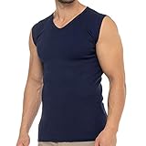 Unifarbenes Muskelshirt mit modischem V-Ausschnitt. Durch den breiten Schnitt, der mit den Schultern abschließt ist das Shirt weniger sichtbar unter Hemden als Tanktops. Ideal für Business oder Freizeit.