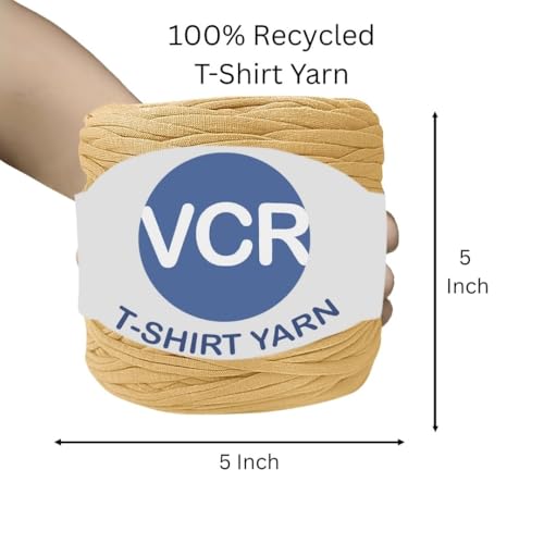 Image of VCR Tan Big T-Shirt Yarn, 100 Meters Length, Recycled & Fashionable Craft Yarn, Pack of 1, Suitable for Crochet, Knitting & DIY Bags, Baskets, Cushions & Home Decor Projects