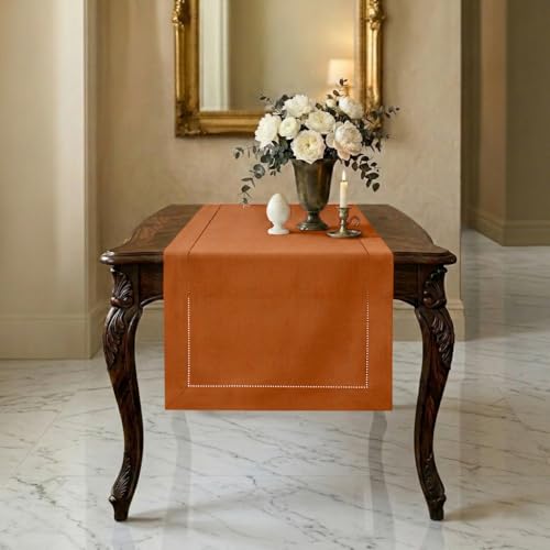 Signature Linen™ by D'Moksha, 100% Pure Linen Rust Table Runner 14 x 36 in