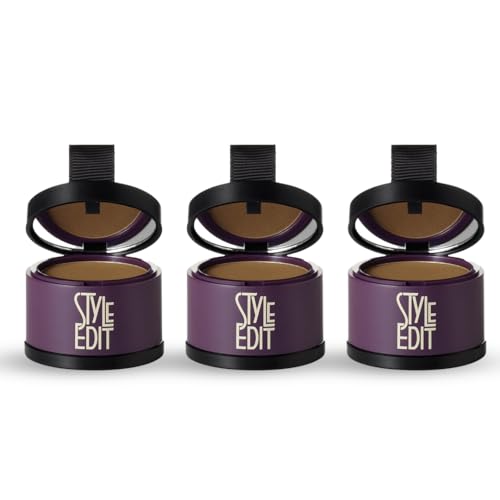 Image of Style Edit Root Touch Up Powder | Temporary Hair Color for Gray Roots and Thinning Hair | Salon-Quality, Transfer-Resistant Hair Concealer | Light Brown, 0.13 oz (Pack of 3)