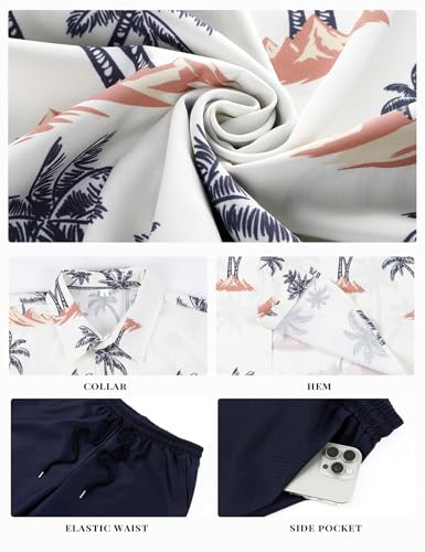Wyeysyt Mens Summer Outfits 2 Piece Hawaiian Vacation Set(Apricot-L)