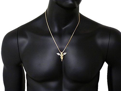 Fashion 21 Sparkled Micro Angel Cherub Pendant 2mm 24 inches Box Chain Necklace Gold Silver Tone4