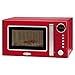 Clatronic MWG 790 - Microondas con grill 20 litros, 700/1000 W, display digital, 9 programas automáticos, timer, serie Rock&Retro estilo vintage, color rojo