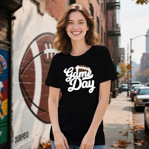 Womens Game Day Shirt Football Sunday Funday T-Shirt Football Season Rugby Mom Tee3