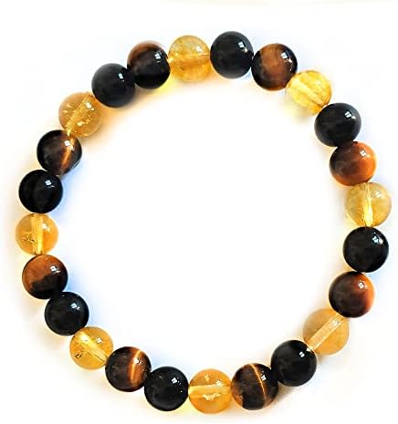 WFJ Citrine, Yellow Tiger Eye, Onyx Triple Protection Bracelet fo...