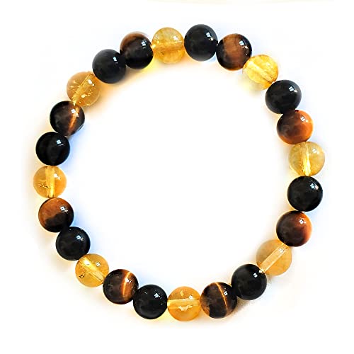 WFJ Citrine, Yellow Tiger Eye, Onyx Triple Protection Bracelet fo...