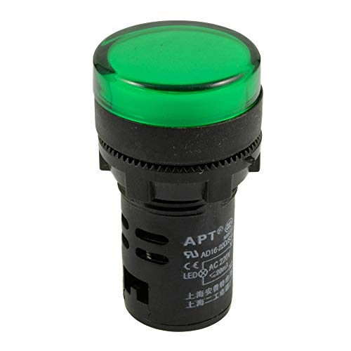 Mangen Voyants indication panneau pilote LED AC 220V Vert Mont 7/8 pouce 22mm 2 Pièces Cover