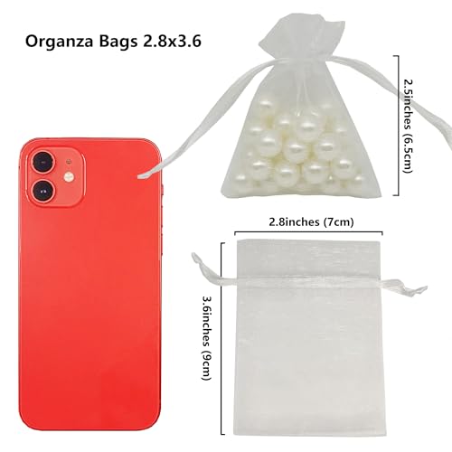 Image of Organza Bags 2.8 inchx3.6 inch, 100Pcs Small Mesh Drawstring Pouches | White Organza Bags for Jewelry, Candy, Party Favors, Small Sachet Wrap, Storage Supplies