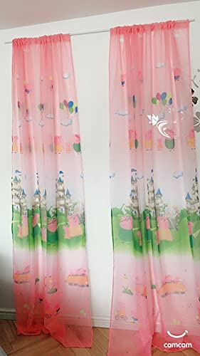 Voilage Peppa Pig avec fente sur le dessus (ensemble de 2 x 75 cm, 250)