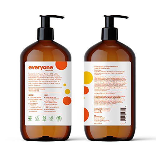 Everyone 3-In-1 Kids Soap, Body Wash, Bubble Bath, Shampoo, 32 Ounce (Pack Of 2), Orange Squeeze, Coconut Cleanser With Plant Extracts And Pure Essential Oils #TOP1