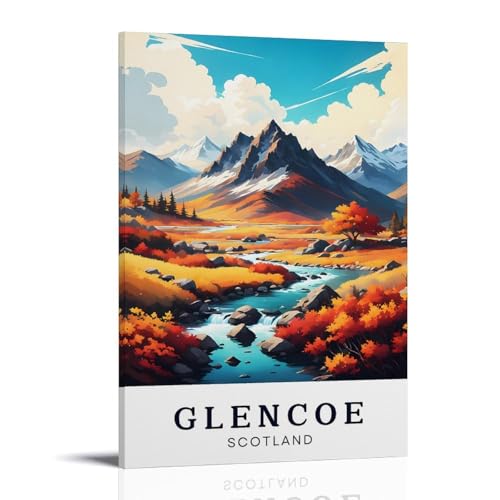 ouweri Glencoe Scotland Vintage Travel Poster Decorative Painting Canvas Wall Art Living Rooms Bedroom Painting 24x36inch(60x90cm)