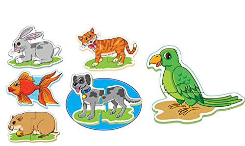 Image of Creative's First Puzzles - Pet Animals 6 Jigsaw Puzzle Set with 2 pcs Each| Pre-School Learning & Educational Puzzle Set| Birthday Gift| Ages 2+ Years