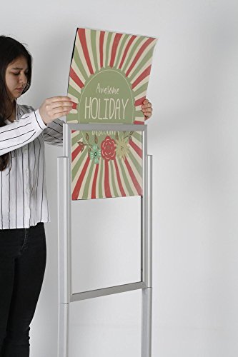 M&T Displays Metal Eco Info Board Silver 18X24 Inches Slide-In Poster Sign Holder 1 Tier Double Sided Floor Standing Pedestal Advertising Display With Backing And Anti-Glare Pet Cover #TOP1