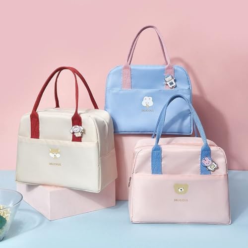 Image of Nibbler Insulated Lunch Bag for Office, School, Men, Women, Tiffin Pouch Bag, Hot & Cold Lunch Box Bags for Boys, and Girls (Cream)