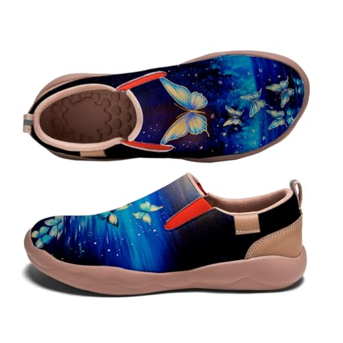 Kid's Art Painted Shoes Casual Walking Slip On Loafers Fashion Light-Weight Leather Travel Sneaker Art Butterfly Pattern2