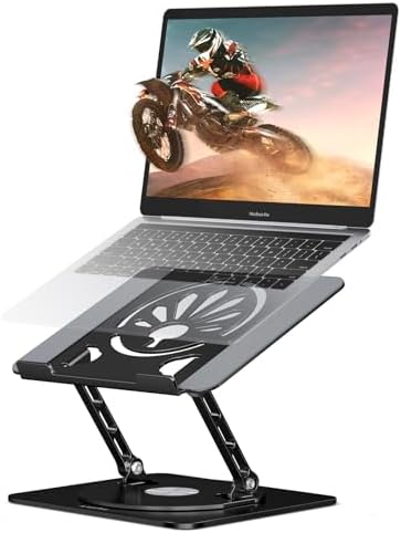 Adjustable Laptop Stand for Desk-360° Rotating Base Aluminum Lapt...