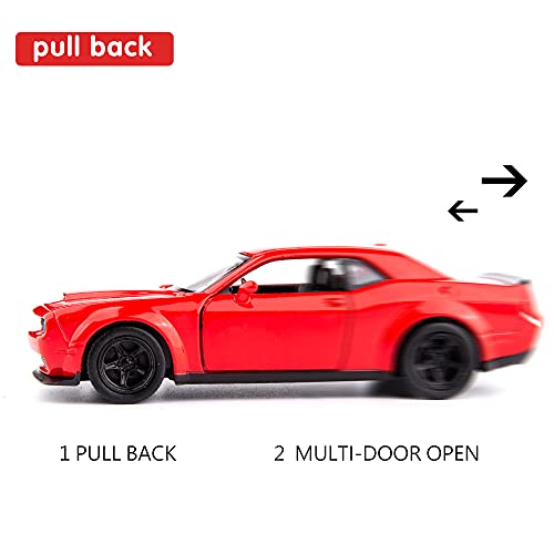 Modelo de coche Dodge Challenger escala 1:36 rojo miniatura 3