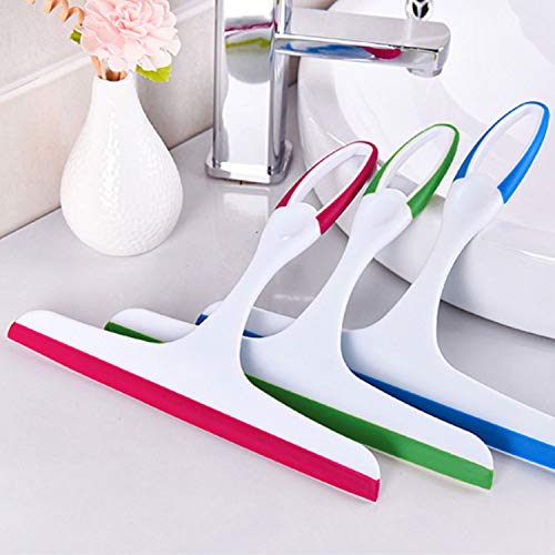 Image of Hand Held Rubber Glass Shower Squeegee with Hanging Hole for Glass Door, Car Windows - Multifunctional Tool [3-Pack]