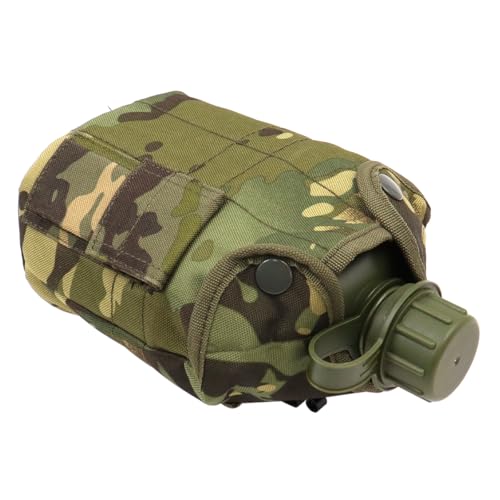 Hsthe Sea Army Water Bottle, 1L Plastic, Green, Military, Fired Heating, Includes Cup and Spork, Perfect for Hiking Camping - Image 4