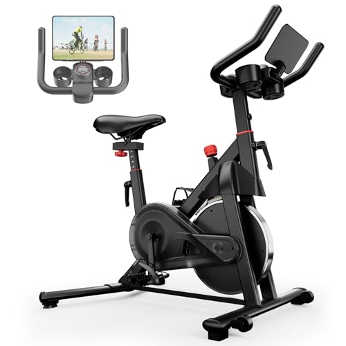 Superun Vélo d'Appartement Intérieur avec 32 Niveaux de Résistance Magnétique Réglable, Vélo d'Appartement Connecté APP, Coach de Sport IA, Suivi en...