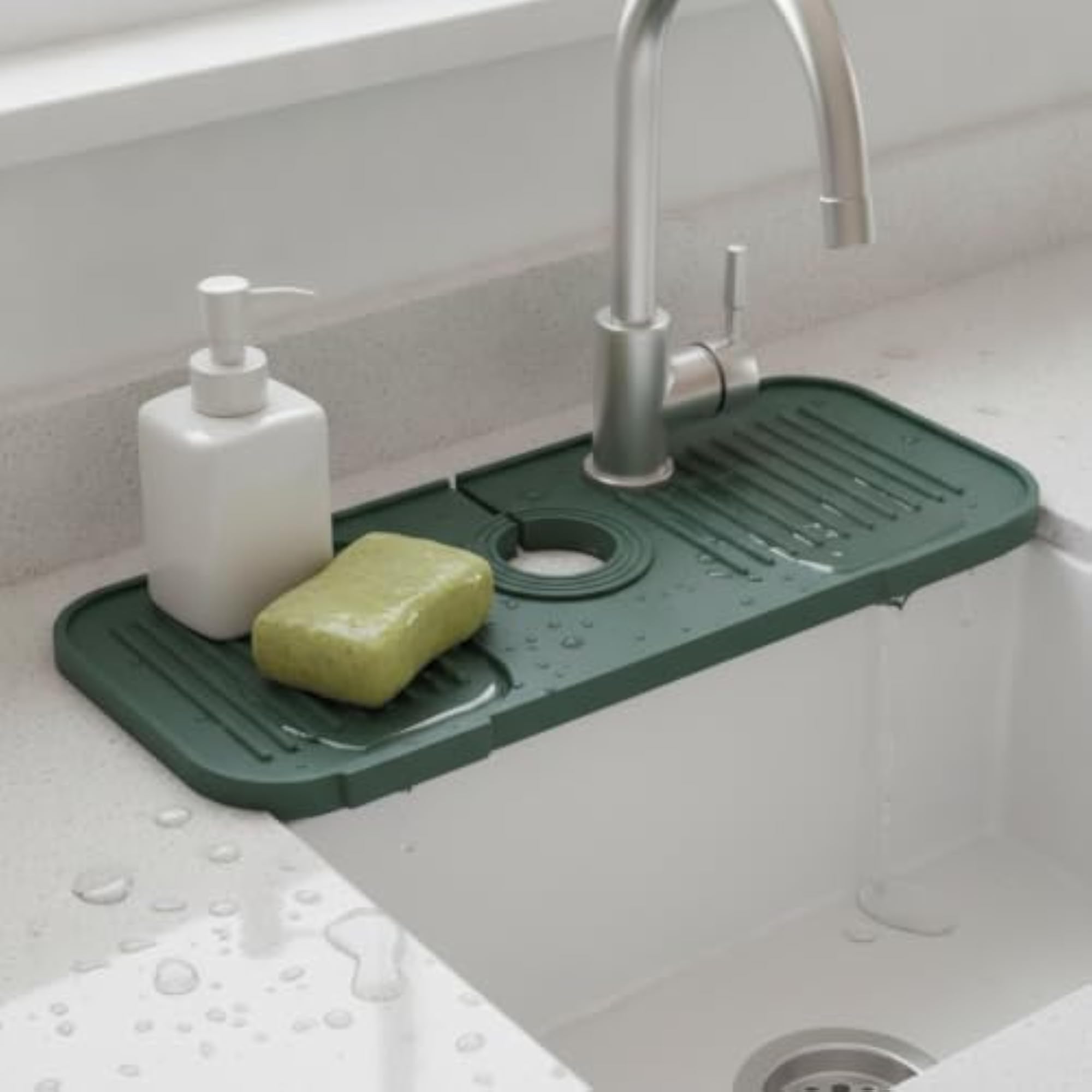 Silicone Drainage Mat for Kitchen Sink, Anti-Splash Design