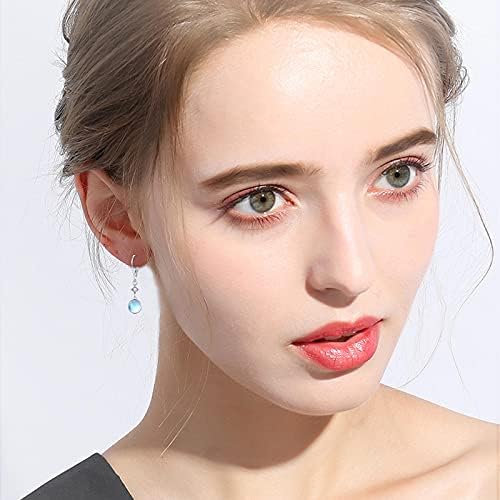 Boucles D'oreilles Pendantes Argent 925 - Pierre De Lune Arc-en-ciel - Fait Main