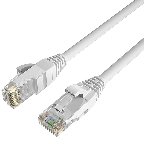 QualGear QG-CAT6R-CCA-25FT-WHT CAT 6 High Speed Internet and Ethernet Cable for Home and Office Use - 24 AWG, Up to 1 Gbps, 250MHz, Gold Plated Contacts, RJ45, CCA, White - 25ft