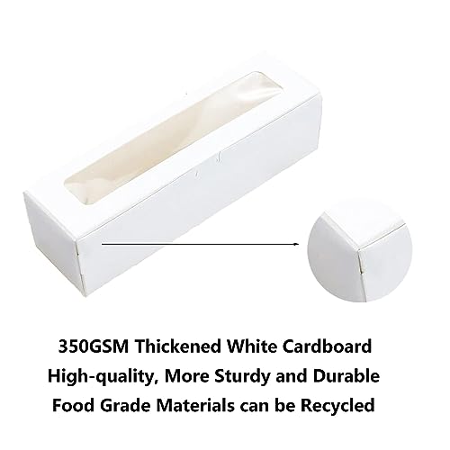 Xuwzenkl Macaron Boxes for 6 to 10 Macarons, 20 Pack 8x3x2 Inches Macaron Packaging for Home DIY Baking(White) - Thumbnail 4