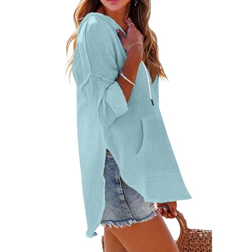 Beach Cover Up for Women with Code EAM2OSAZ - Hooded Linen Top - Image 5