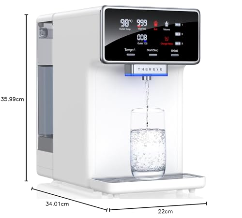 Thereye Sistema de Osmose Reversa de Filtro de Água de Bancada, Purificação de 7 Estágios, Filtragem Ro Portátil de Aquecimento Instantâneo, Purificador de Água Sem Bpa 2: 1 Puro para Drenar para Trai - Imagem 8