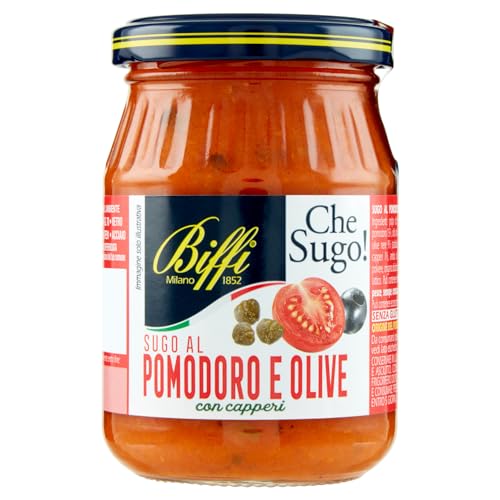 Biffi - Sugo al Pomodoro e Olive con Capperi - Multipack - 3 vasetti da 190g - 100% Italiano