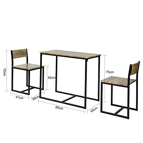SoBuy OGT36-N Set tafel en 2 Stoelen Eettafel met 2 Stoelen voor Keuken Eetkamer Woonkamer - Image 5