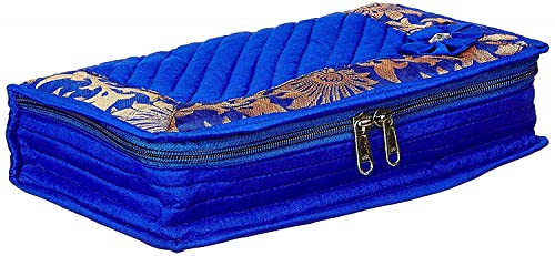 Kuber Industries Organisateur de bijoux en coton Bleu Cover