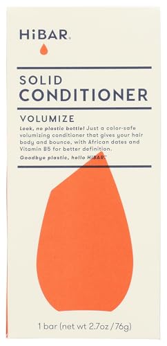 HiBAR - Volumize Conditioner Bar - For Thin & Flat Hair - Add Body, Definition & Volume - With African Dates & Vitamin B5 - Plastic-Free - Soap, Paraben & Sulfate-Free -Color Safe & Vegan -1 Solid Bar