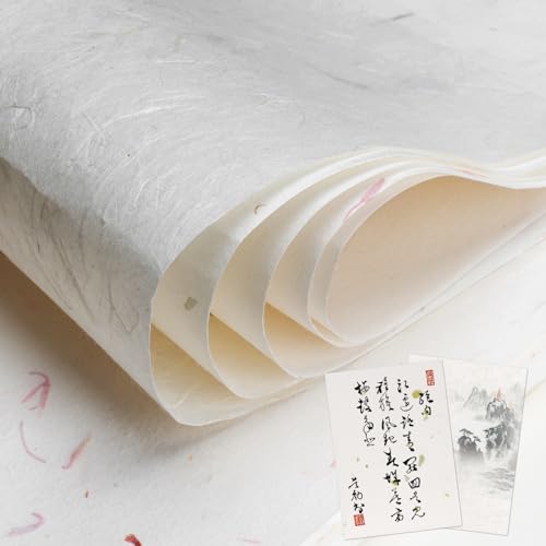 Winsing A4 Mulberry Paper 25 Sheets for Decoupage, 8.5 x 11.6inches Rice Paper for Crafts, Handmade Natural Fiber Mulberry Paper for Crafting, Printing, Writing,Painting