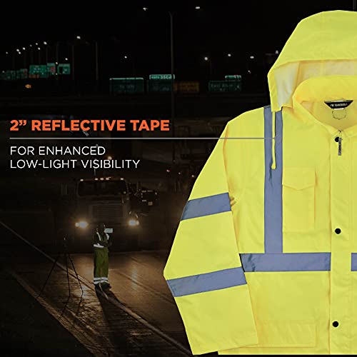 Ergodyne Standard High Visibility Reflective Lightweight Rain Jacket, Orange, Small #TOP7