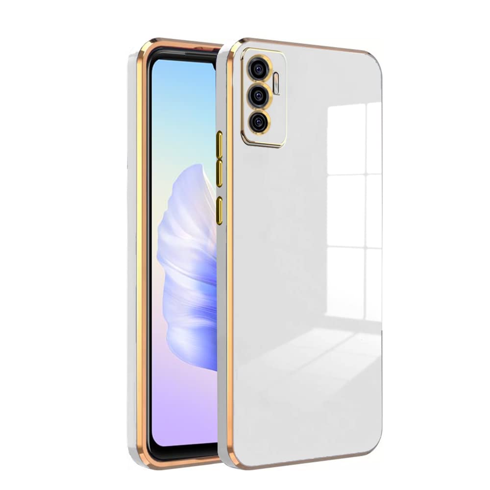 KARWAN®️ Luxury 6D Chrome Back Cover Case Compatible for Vivo V23E 5G |Slim Shockproof Soft TPU | Raised Lips Protection | Camera Protection | Stylish Back Case and Cover | -White (B0BSV88PCP) Amazon Price History, Amazon Price Tracker