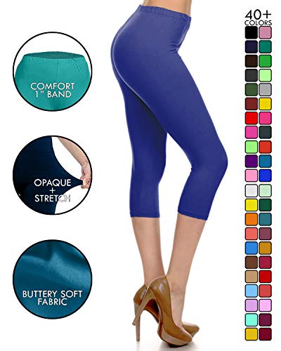 Image of Leggings Depot Women's High Waist Leggings Soft 1 inch Waistband Solid Pants - Regular, Plus, 1X3X, 3X5X