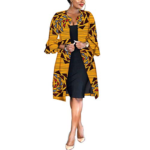 SkyWish Dashiki African Clothes Women Outfits Ankara Print Long Jacket Double Layer Ruffles Sleeve Coat Customized Clothes 649 3XL