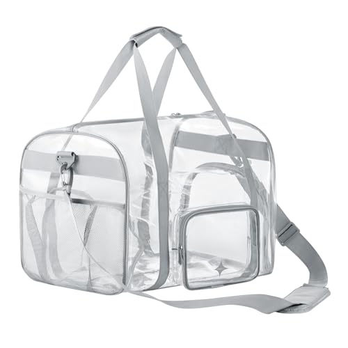 Large Clear Gym Bag, 40L Athletic Duffel, Shoe Compartment, Front Pocket by SIGMOCT - Used condition - US$35.32