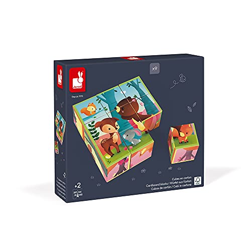 Janod Kubkid - 9 Blocks - Forest Animals Puzzle, One Color